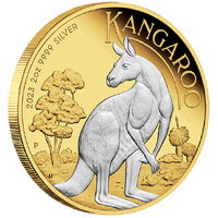 2023 Australian Kangaroo 2oz Silver Reverse Gilded Perth Mint Presentation Case & COA image