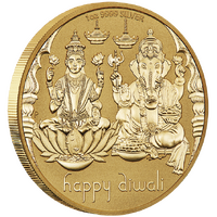 2023 Diwali Medallion 1oz Silver Gilded Perth Mint Presentation Case & COA image