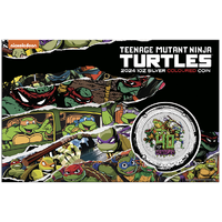2024 Teenage Mutant Ninja Turtles 40th Anniversary 1oz Silver Coloured Perth Mint Coin in Card image