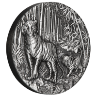2022 Australian Lunar Series III Year of the Tiger 2oz Silver Antiqued Perth Mint Presentation Case & COA image