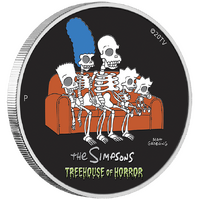 2022 The Simpsons Treehouse of Horror 1oz Silver Coloured Perth Mint Presentation Case & COA image