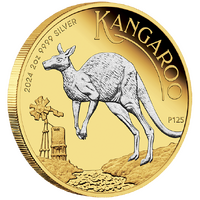 2024 Australian Kangaroo 2oz Silver Proof Reverse Gilded Perth Mint Presentation Case & COA image