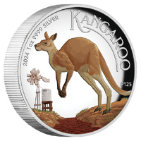 2024 Australian Kangaroo 1oz Silver Proof High Relief Coloured Perth Mint Presentation Case & COA image