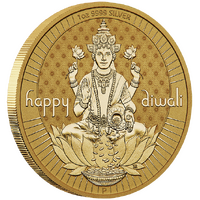 2024 Diwali Medallion 1oz Silver Gilded Perth Mint Presentation Case & COA image