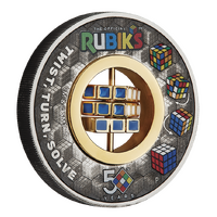 2024 Rubik's Cube 50th Anniversary 2oz Silver Antiqued Coloured Perth Mint Presentation Case & COA image