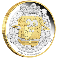 2024 Spongebob Squarepants 2oz Silver Proof Gilded Perth Mint Presentation Case & COA