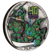 2024 Teenage Mutant Ninja Turtles 40th Anniversary 2oz Silver Antiqued High Relief Perth Mint Presentation Case image