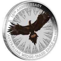 2024 Australian Wedge-Tailed Eagle 10th Anniversary 2oz Silver Proof Coloured Perth Mint Coin in Card