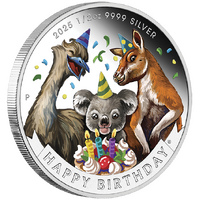 2025 Happy Birthday 1/2oz Silver Coloured Proof Perth Mint Coin in Gift Card image