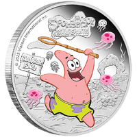 2025 Spongebob Squarepants Patrick Starfish 1oz Silver Proof Coloured Perth Mint Presentation Case & COA