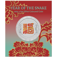 2025 Year of the Snake Fu Prosperity 1/2oz Silver Coloured Perth Mint Coin in Card