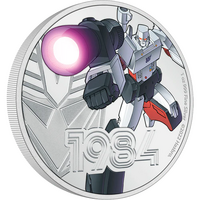 2022 Transformers Megatron 1oz Silver Proof Coloured NZ Mint Presentation Case & COA image