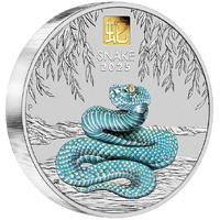 2025 Australian Lunar Series III Year of the Snake 1kg Silver Coloured with Gold Privy Mark Perth Mint Presentation Case & COA image