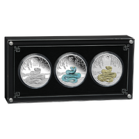 2025 Australian Lunar Series III Year of the Snake 1oz Silver Trio Proof, Coloured, Gilded Perth Mint Presentation Case & COA