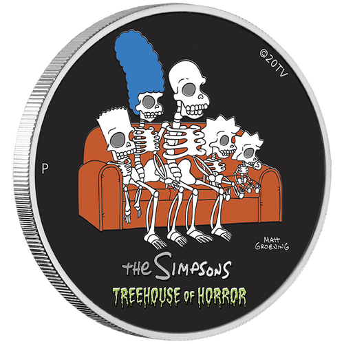 2022 The Simpsons Treehouse of Horror 1oz Silver Coloured Perth Mint Presentation Case & COA