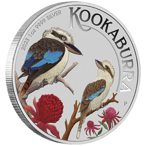 2023 Australian Kookaburra - World Money Fair Berlin Special Edition - 1oz Silver Coloured Perth Mint Presentation Case & COA