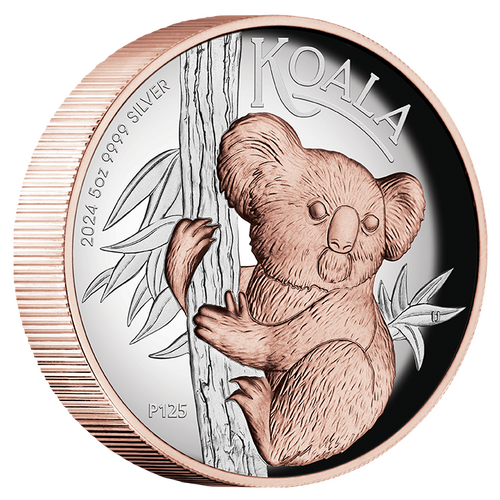 2024 Australian Koala 5oz Silver Proof High Relief Gilded Perth Mint Presentation Case & COA