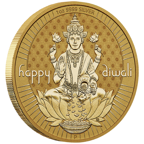 2024 Diwali Medallion 1oz Silver Gilded Perth Mint Presentation Case & COA