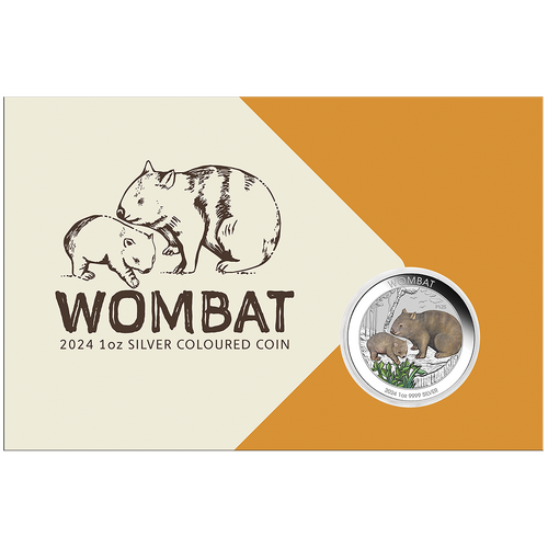 2024 Australian Wombat 1oz Silver Coloured Perth Mint Coin in Card