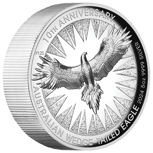 2024 Australian Wedge-Tailed Eagle 10th Anniversary 5oz Silver Proof High Relief Perth Mint Presentation Case & COA